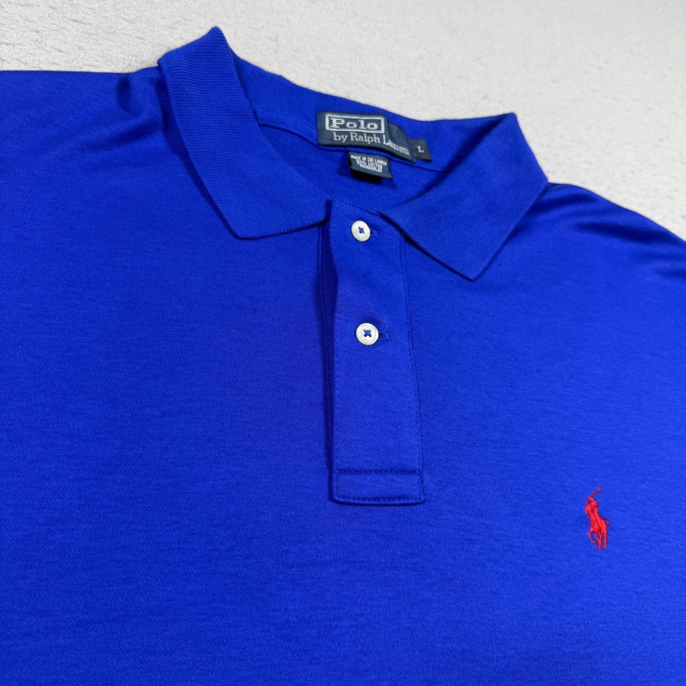 Polo Ralph Lauren Mens Royal Blue Short Sleeve Cotton Polo Shirt Red Pony Large